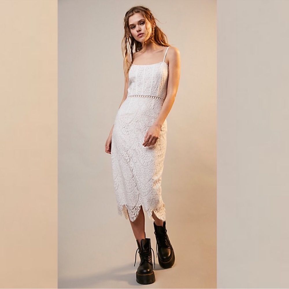 NEW Saylor Free People White Lace Eizelle Midi Dress Size M